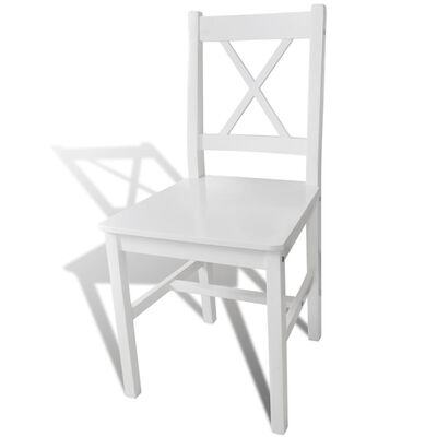 vidaXL virtuves krēsli, 2 gab., balti, priedes koks