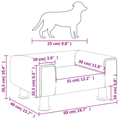 vidaXL gulta suņiem, gaiši pelēka, 50x40x26,5 cm, samts