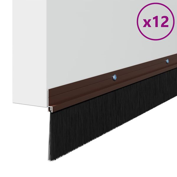 vidaXL Skrūvējami durvju birstes blīvējumi 12 pcs Brūna 100 cm