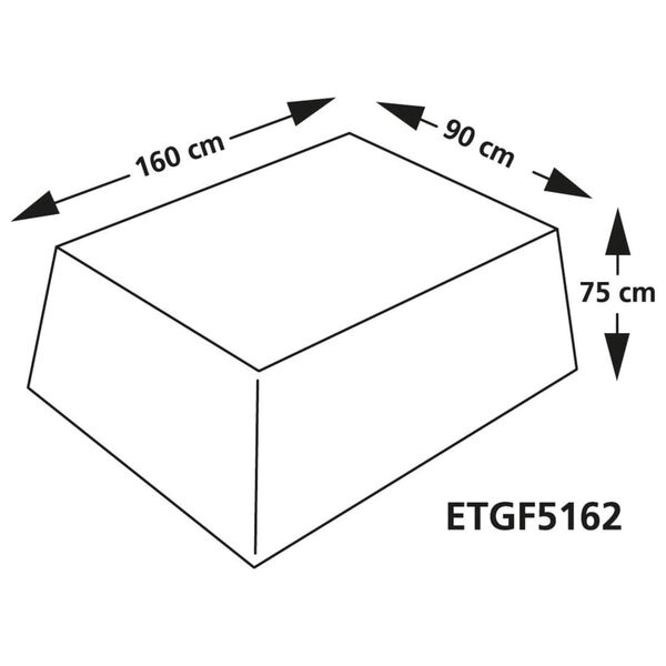 Eurotrail dārza galda aizsargpārklājs, 160x90x75 cm, pelēks