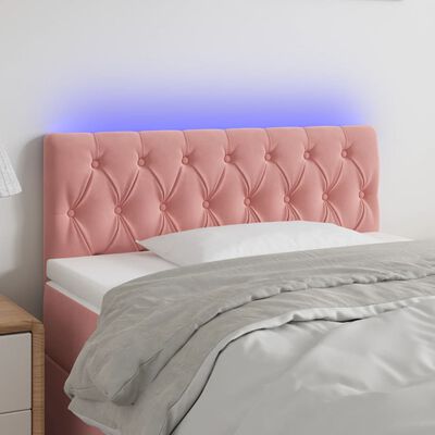 vidaXL gultas galvgalis ar LED, 100x7x78/88 cm, rozā samts