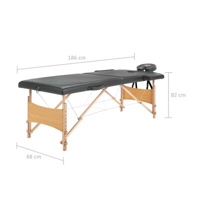 vidaXL masāžas galds, 2 daļas, 186x68cm, koka rāmis, antracītpelēks