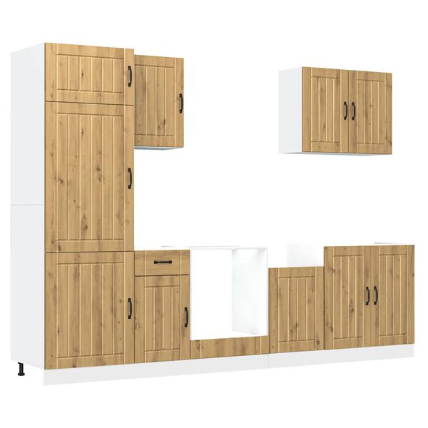 vidaXL 7-daļīgs virtuves skapītis komplekts, Lucca, koka krāsā