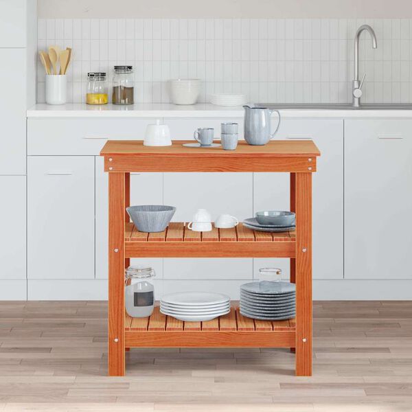 vidaXL Darbagalds Vaks brūns 78,5 x 50 x 80 cm Ciets priedes koks