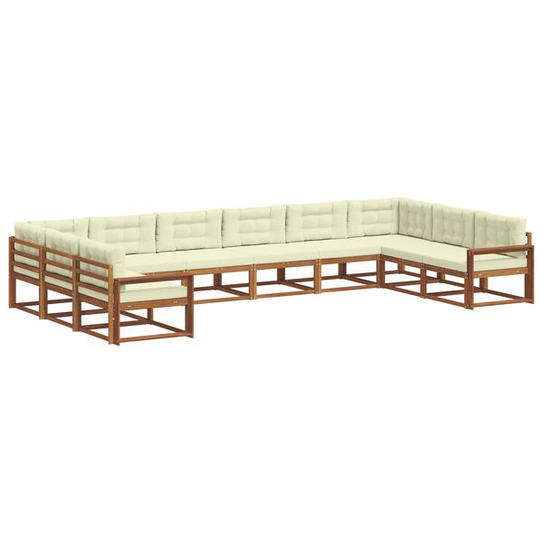 vidaXL Āra dīvānu komplekts ar spilvenu 10 pcs Dabisks un krējuma