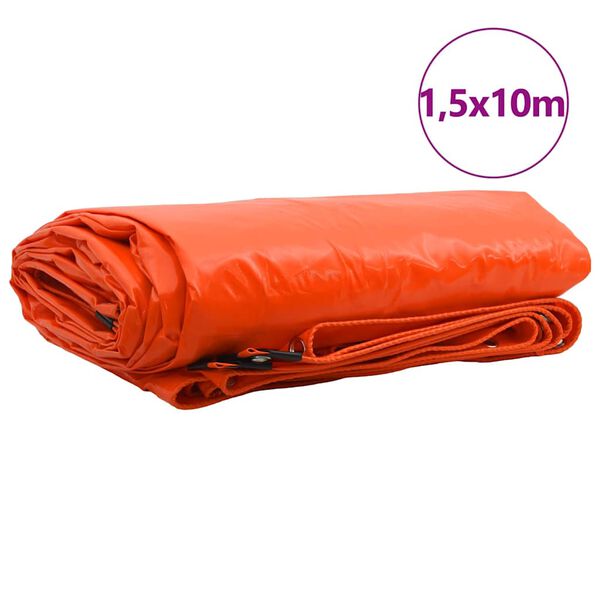 vidaXL Tarps 650g / m&sup2; Oranža 1,5 x 10 m Audekls ar PVC pārklājumu