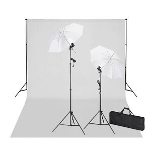 vidaXL fotostudijas komplekts, gaismas, balts fons, 600x300 cm