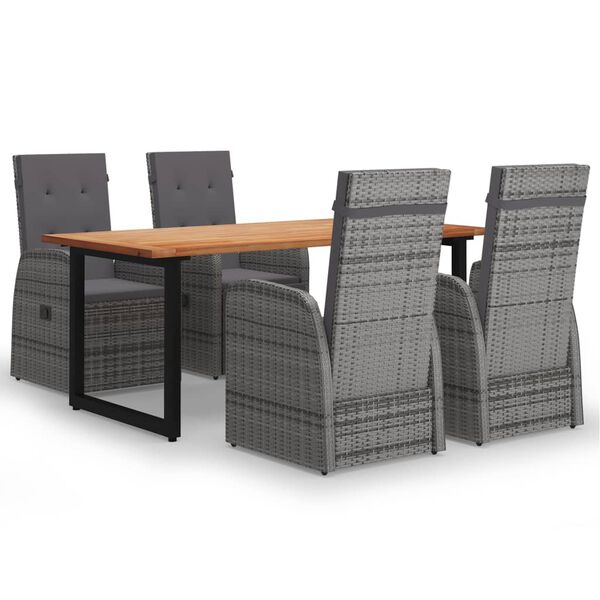 vidaXL 5-daļīgs dārza mēbeļu komplekts ar matračiem, PE rotangpalma