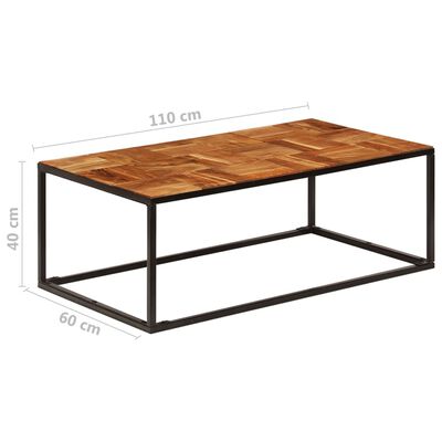 vidaXL kafijas galdiņš, 110x60x40 cm, akācijas masīvkoks un tērauds