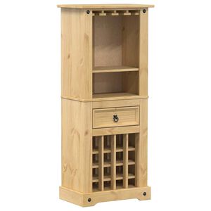 vidaXL vīna plaukts Corona, 56x35x134,5 cm, priedes masīvkoks