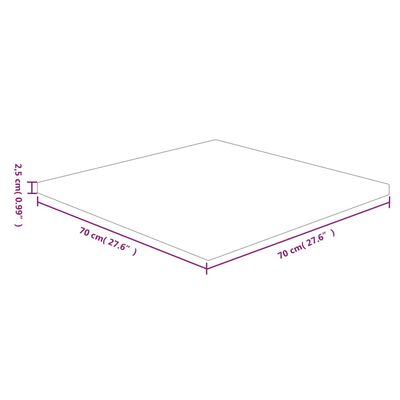 vidaXL kvadrātveida galda virsma, 70x70x2,5 cm, ozola masīvkoks
