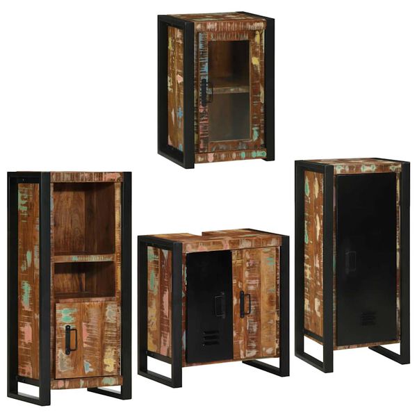 vidaXL Vannas istabas mēbeļu komplekts 4 pcs Ciets atjaunots koks