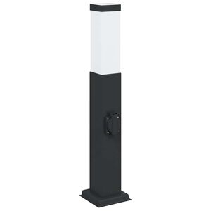 vidaXL stabveida gaismeklis ar kontaktligzdu, 50 cm, melns, IP44