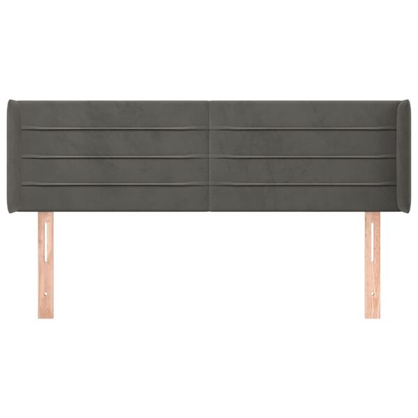 vidaXL galvgalis ar malām, tum&scaron;i pelēks samts, 147x16x78/88 cm