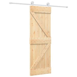 vidaXL Slīdo&scaron;ās durvis Dabisks un balts 70 x 210 cm Cieta priedes koks