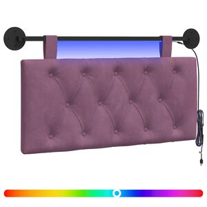 vidaXL Piekaramais gultas galvgalis Ar LED gaismu Violeta Samts