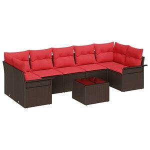 vidaXL Dārza dīvānu komplekts 8 pcs Beige un Sarkans poliratāns