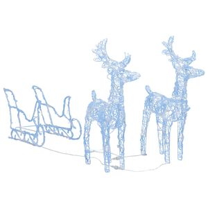 vidaXL Ziemassvētku dekorācija, ziemeļbrieži, kamanas, 160 LED, 130 cm