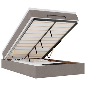 vidaXL Osmaņu gultas rāmis ar matrača pelēkbrūns 120x190cm audums