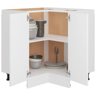 vidaXL virtuves stūra skapītis, balts, 75,5x75,5x81,5 cm