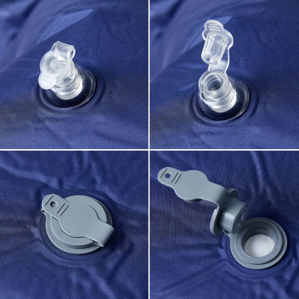 vidaXL pa&scaron;piepū&scaron;ams kempinga matracis, spilvens vienvietīgs tum&scaron;i zils