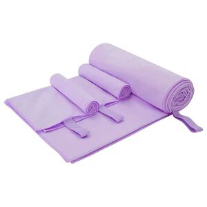 vidaXL Sporta dvieļu komplekts 3 gab. Violeta 210 x 100 cm