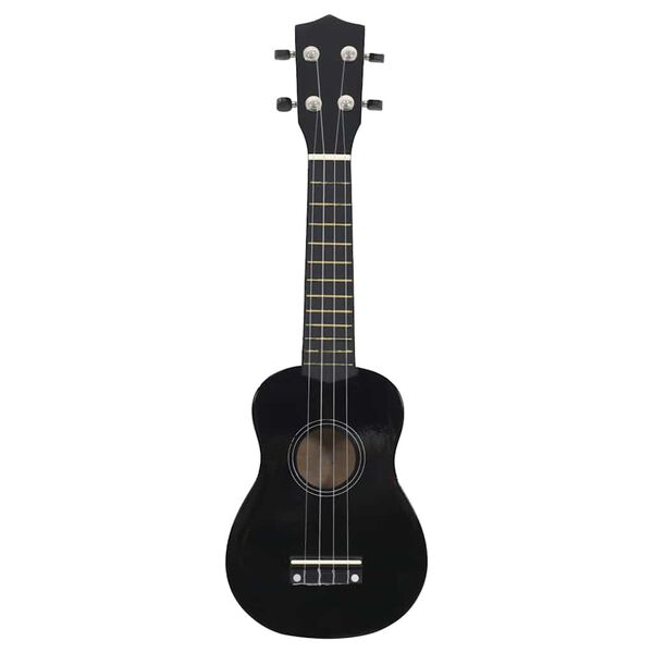 vidaXL soprāna bērnu ukulele ar somu, melna, 23"