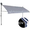 vidaXL izvelkama markīze ar LED, manuāla, 400 cm, zila ar baltu