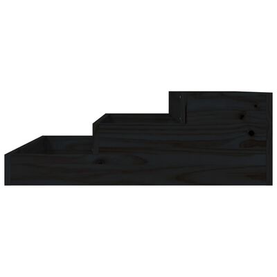 vidaXL puķu kaste, melna, 78x78x27 cm, priedes masīvkoks