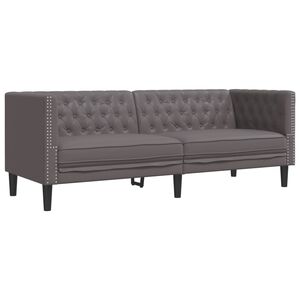 vidaXL Chesterfield Sofa 3-Seater pelēks mākslīgā āda