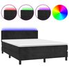 vidaXL atsperu gulta ar matraci, LED, melns samts, 140x190 cm