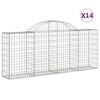 vidaXL arkveida gabiona grozi, 14 gb., 200x30x80/100cm, cinkota dzelzs