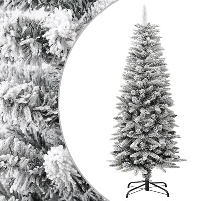 vidaXL mākslīgā Ziemassvētku egle ar sniegu, šaura, 120 cm, PVC&PE