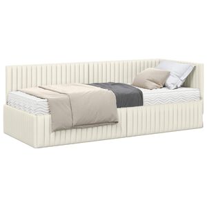 vidaXL Stūra gultas rāmis ar matrači 2 gab. Krēmkrāsa 80 x 200 cm
