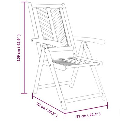 vidaXL atgāžami dārza krēsli, 2 gab., akācijas masīvkoks
