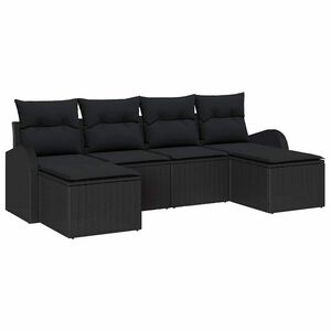 vidaXL Dīvānu komplekts ar spilvenu 6 pcs Melna poliratāns