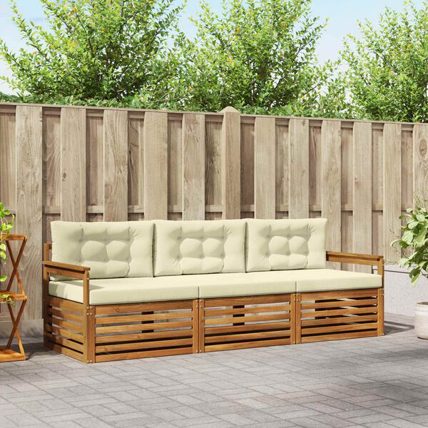 vidaXL Āra dīvānu komplekts ar spilvenu 3 pcs Dabisks un krējuma