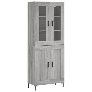 vidaXL augstais skapis, pelēks, 69,5x34x180 cm, inženierijas koks