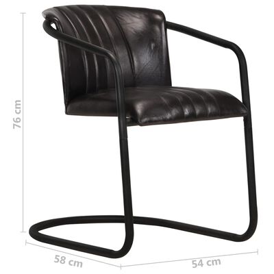 vidaXL virtuves krēsli, 2 gab., melna dabīgā āda