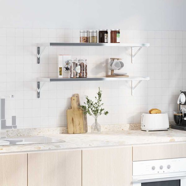 vidaXL plauktu kron&scaron;teini, 4 gab., 30x2,5x15,5 cm, sudrabaini, tērauds