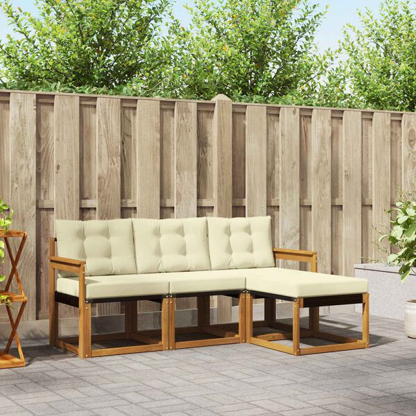 vidaXL Āra dīvānu komplekts ar spilvenu 4 pcs Dabisks un krējuma