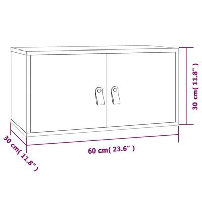 vidaXL sienas skapītis, balts, 60x30x30 cm, priedes masīvkoks