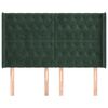 vidaXL galvgalis ar malām, tum&scaron;i zaļ&scaron; samts, 147x16x118/128 cm