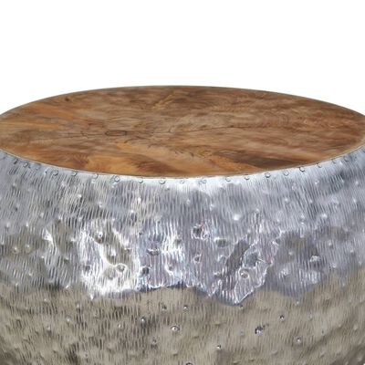 vidaXL kafijas galdiņš, 60x60x30 cm, alumīnijs, tīkkoks