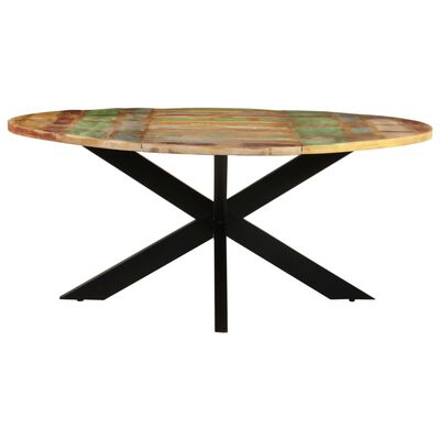vidaXL virtuves galds, apaļš, 175x75 cm, pārstrādāts masīvkoks
