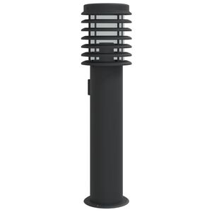 vidaXL āra zemes lampa ar kontaktligzdu melnas 60cm nerūsējo&scaron;s tērauds