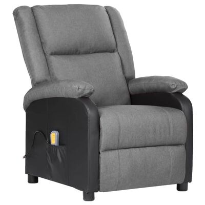 vidaXL elektrisks masāžas krēsls, pelēks, mākslīgā āda un audums