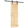 vidaXL Slīdo&scaron;ās durvis Dabiska un melna 70 x 210 cm Cieta priedes koks