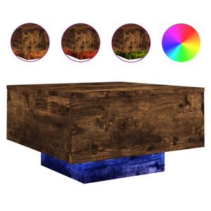 vidaXL kafijas galdiņ&scaron; ar LED, ozolkoka, 55x55x31 cm