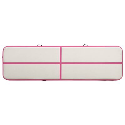 vidaXL piepūšams vingrošanas paklājs ar pumpi, 700x100x15 cm, rozā PVC